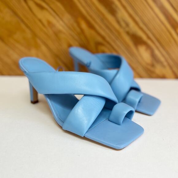 Zara Square Toe Padded Heeled Leather Heel - Picture 1 of 12